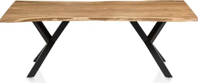 Produktbild von SalesFever Esstisch mit Baumkante | 3,5 cm starke Baumkante | Akazie Massiv Natur | 200 x 100 | Y-Gestell Schwarz