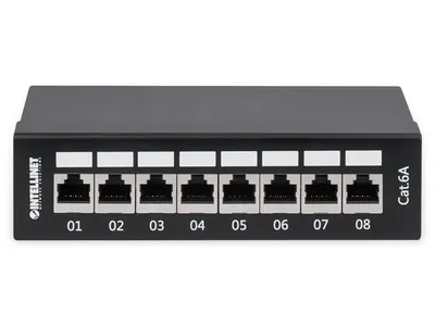 Produktbild von INTELLINET 8-Port Cat6a Patchpanel FTP Desktop schwarz