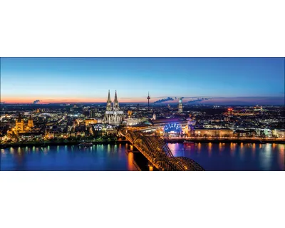 Produktbild von Glasbild Köln Skyline Sonnenuntergang II 80x30 cm