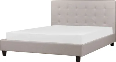 Obrázek produktu pro BELIANI Světle šedá čalouněná postel 160 x 200 cm s prošívaným rámem čela moderní ložnice