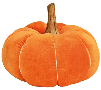 Immagine prodotto di Cuscino decorativo zucca in velluto arancione, legno 25 cm come decorazione autunnale