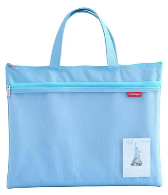 Produktbild von Dokumententasche A4 mit Reißverschluss und Netztasche Blau 35 x 28 cm Nylon