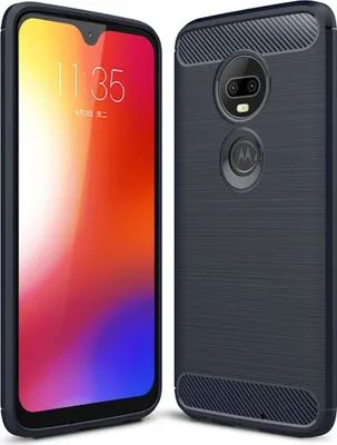 Produktbild von Motorola Moto G7 TPU Case Carbon Fiber Optik Brushed Schutz Hülle Blau