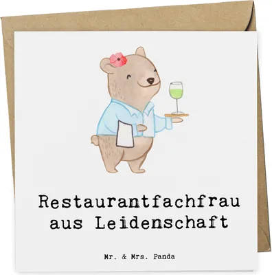 Produktbild von Mr. & Mrs. Panda Grußkarte Restaurantfachfrau Leidenschaft - Weiß - Geschenk, faltkarte, anlasskarte, Restaurant, Ausbildung, Spruch, Lustig, Klappkarte, doppelkarte