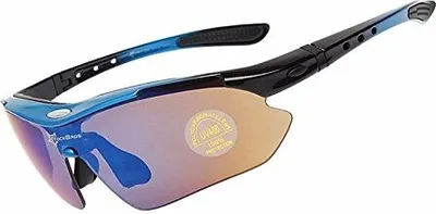 Produktbild von ROCKBROS Fahrradbrille Polarisiert Brille UV400 mit 5 Wechselgläser Blau