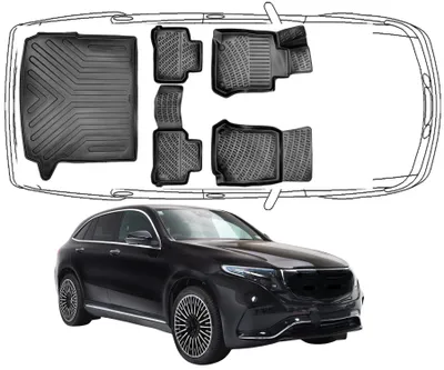 Produktbild von 3D Fußmatten & Kofferraumwanne Auto Set Kompatibel mit Mercedes Benz EQC 2019 - 2023
