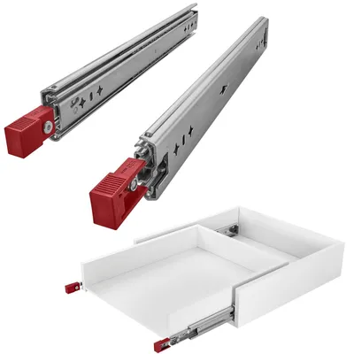 Produktbild von SOTECH VarioSlide Vollauszug KV2-100-H53 1050 mm – Schwerlast 100 kg, Einhandverriegelung mit Lock, rot (1 Paar)