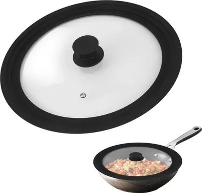 Image de Couvercle universel pour casseroles - Multifonctionnel - Convient pour casseroles et poêles - 1 pièce - Résistant à la chaleur - Couvercle en verre