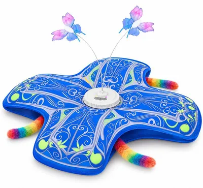Produktbild von Interaktives Katzenspielzeug Elektrisch, Wiederaufladbares Katzenspielzeug mit Schmetterling und Plüschschwanz, 3 Geschwindigkeiten, Touch-Sensor