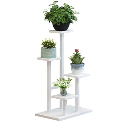 Produktbild von 4 Etagen Pflanzenregal Blumenregal, Eisen Blumentopfständer Blumentreppe Blumenbank für Innen, Blumenregal Pflanzentreppe für Balkon Wohnzimmer
