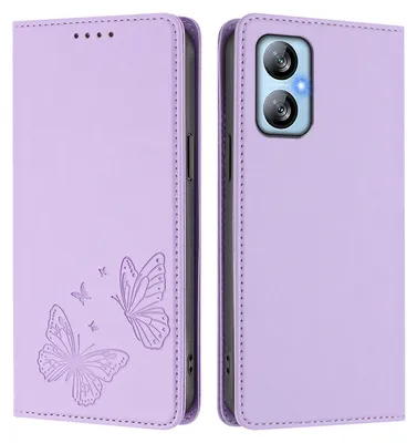 Obrázek produktu pro Kožené pouzdro pro Blackview A52 / A52 Pro, motýlí ražbou, peněženkové flip pouzdro se stojánkem Světle fialová