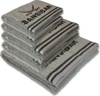 Produktbild von Sansibar Sylt Handtuch Set, Sansibar Frottier-Serie Doubleface Set Nr. 2,  (5er Set, 5-St), silber/anthrazit