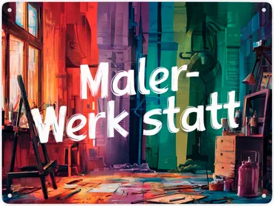 Produktbild von Malerwerkstatt des Künstlers - Metallschild XXL in 28x38 cm