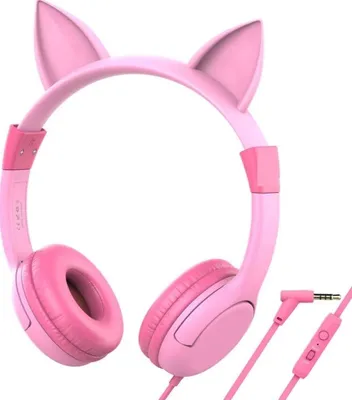 Produktbild von Promate Jewel BubbleGum Kinder Stereo Kopfhörer rosa weiß mit 1,2 Meter Kabel