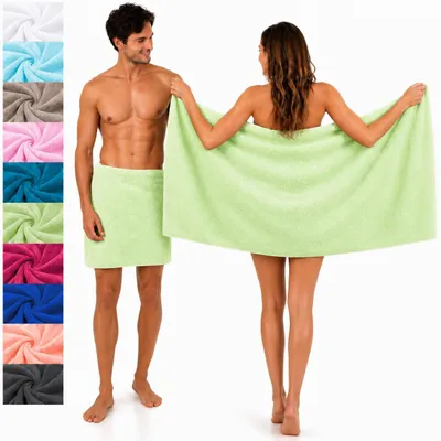 Produktbild von Betz 2 Stück Saunatücher Saunatuch Saunahandtuch Set Palermo 100% Baumwolle Frottier XXL Badetuch Strandtuch Größe 80 x 200 cm Farbe grün