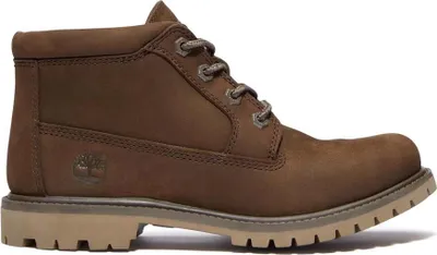 A single brown Timberland boot shown from the side against a white background.