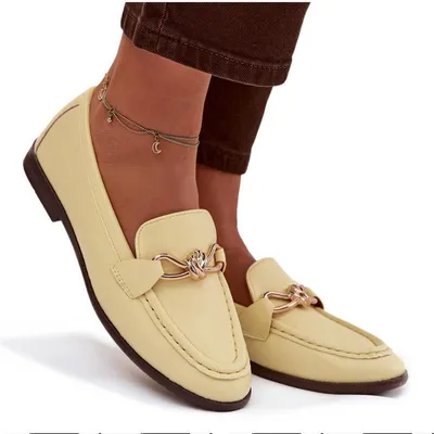 Zdjęcie produktu dla Loafersy Damskie Z Ozdobnym Detalem Żółte Rosynne 40