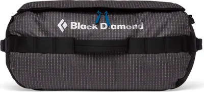 Stonehauler 60 L Duffel von Black Diamond; grau mit weißen Akzenten und Logo; ideal für Reisen.