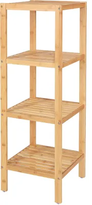 Produktbild von dibea Standregal Bambus, 4-stöckig, platzsparend & robust, nachhaltiges Holzregal mit rutschfesten Füßen, 33x33x98 cm, natur