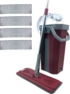 Produktbild von Balai Clean & Dry Mop Wischmopp Set mit Eimer, Bodenwischer-Set, selbstreinigendes Wischsystem, Doppelkammereimer, 2,7 Liter