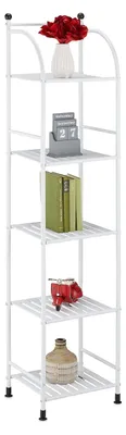 Immagine prodotto di TRANKIELO® - Scaffale salvaspazio in acciaio per il bagno - 5 ripiani, dimensioni: 145 x 33 x 28 cm - Scaffale bianco per l'organizzazione di spazi in cucina e soggiorno