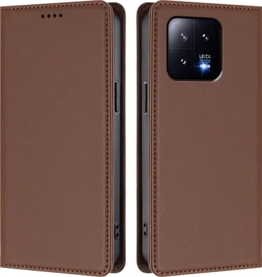Obrázek produktu pro Kožené pouzdro pro Xiaomi 13, magnetické flipové pouzdro zPolyuretankůže se stojánkem Hnědá