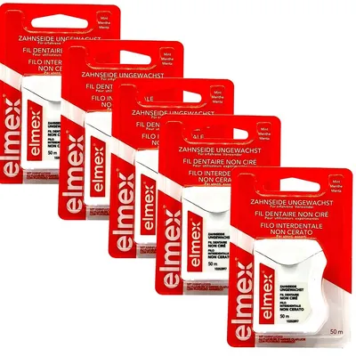 Produktbild von 5x  Elmex Zahnseide ungewachst Mint 5x 50 m