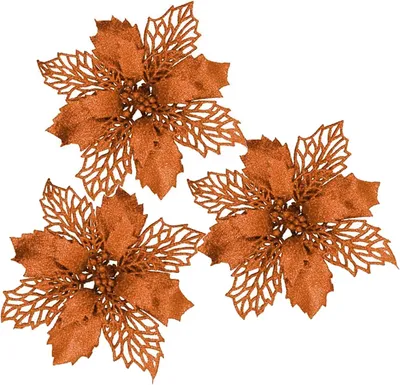 Image de Fleurs de Noël scintillantes, 10,5 cm, lot de 20, pour la décoration du sapin de Noël