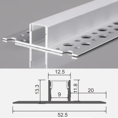 Produktbild von 2m LED Alu Profil Unterputz Rigips Trockenbau Schiene Kanalprofil mit Milchglas Abdeckung Kanal System für LED-Streifen Profil V