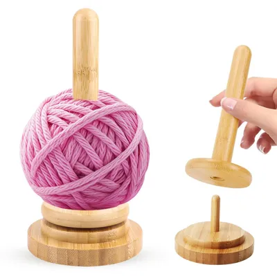 Produktbild von Tragbarer Garnhalter aus Holz, rotierend, für Stricken, Garnaufbewahrung