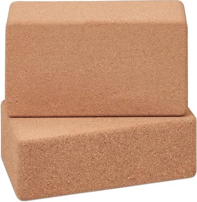 Produktbild von PolkaHome® Yogablöcke aus Kork, 2er-Set, für Yoga-Übungen, H x B x T: 12 x 22,5 x 7 cm, rutschfest, Natur