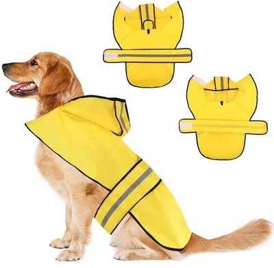 Produktbild von Ibenzoa® Hunderegenjacke – 100% wasserdichtes Polyester, verstellbar mit Kapuze und reflektierenden Streifen, Schutz vor Regen, Wind & Schlamm