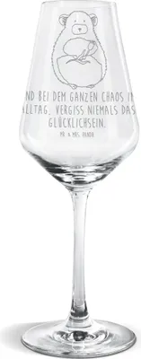 Produktbild von Mr. & Mrs. Panda Weinglas Chinchilla Blume - Transparent - Geschenk, Chaos, Chinchillas, Weißweinkelch, Kummer, Lustige Sprüche, Weißwein Glas, wein, Büro, Glücklichsein