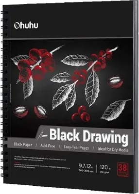 Immagine prodotto di Sketchpad OHUHU Sketchpad nero 306x246 mm, 38 fogli neri