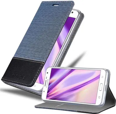 Produktbild von Cadorabo Hülle für Samsung Galaxy J7 2015 Schutzhülle in Blau Handy Hülle Etui Book Case Cover
