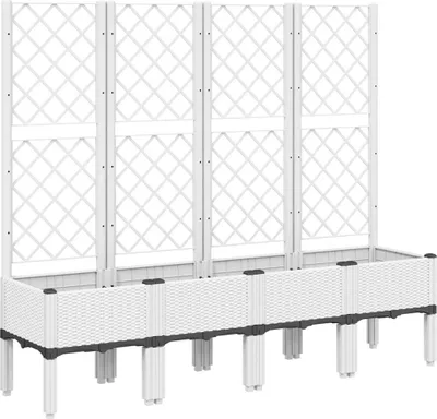 Produktbild von vidaXL Pflanzkübel mit Rankgitter Weiß 160x40x142 cm PP