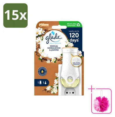 Imagen del producto de 15 unidades de difusor eléctrico para aceites esenciales Glade, aroma de sándalo y jazmín, pack ahorro