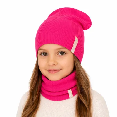 Produktbild von HEYO Kinder Beanie Mütze und Schlauchschal Set aus Baumwolle gerippt– Übergangsmütze für Frühling Herbst weich & elastisch  Rosa