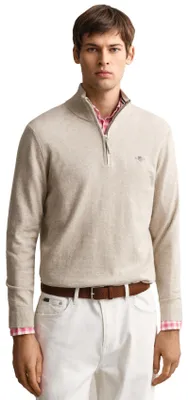 Produktbild von Gant Pullover beige mit halbem Reißverschluss normale Passform