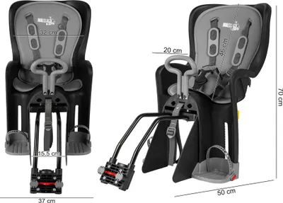 Image de Siège enfant MalTec vélo fixation cadre arrière 9M-7J max. 22 Kg diamètre cadre 28-34 mm