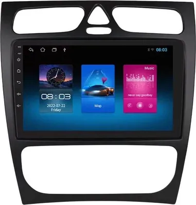 Immagine prodotto di Autoradio con Bluetooth e CarPlay per Mercedes-Benz Classe C/Classe CLK (W203/W209/S203/A209/W168) – Compatibile con Apple e Android – Impianto stereo con sistema di navigazione – Memoria da 1 GB/16 GB