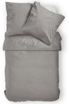 Produktbild von Uni Bettwäsche Grau Mikrofaser 2 teilig 135x200 80x80 cm