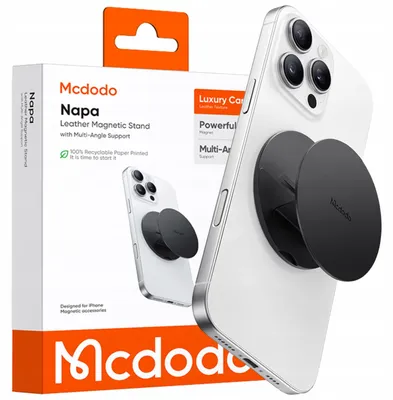Image de Support magnétique pour téléphone Mcdodo, anneau à doigt pliable, noir