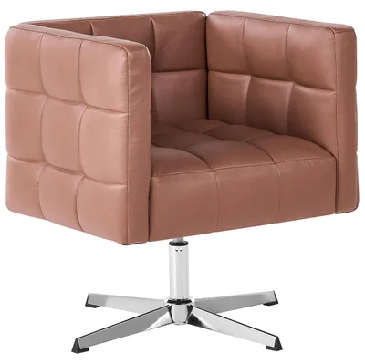 Produktbild von BELIANI Sessel Braun Kunstleder Gepolstert Gesteppt Drehbar mit Metallgestell hohe Armlehnen Modernes Design Wohnzimmersessel Drehsessel Polstersessel