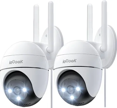 Image de ieGeek Caméra de surveillance extérieure 5MP Wlan,Caméra IP avec PTZ, audio 2 voies,enregistrement 7/24,IP65，vision nocturne couleur, alarme, détection de personnes PIR 2Pcs