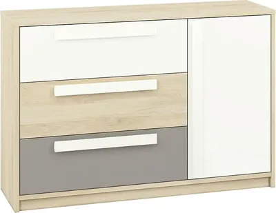 Zdjęcie produktu dla Komoda DOT 138 buk/biała/szara