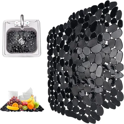 Produktbild von Set mit 2 PVC-Spülbeckenmatten 40×30 cm, zuschneidbarer Schutz, für Geschirr/Gläser/Gemüse.