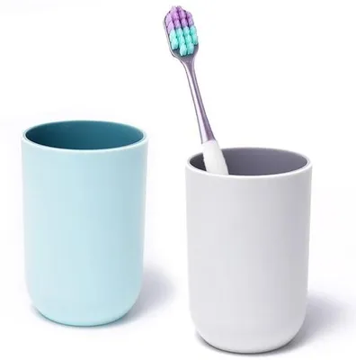 Image de Lot de 2 gobelets en plastique, réutilisables, gris/bleu