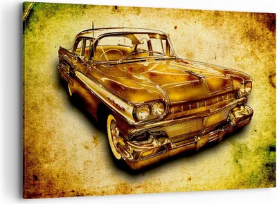 Produktbild von Bild auf Leinwand - Leinwandbild - Auto klassisch Limousine Geschwindigkeit - 120x80cm - Wand Bild - Wanddeko - Leinwanddruck - Bilder - Kunstdruck - Leinwand bilder - Wandkunst - AA120x80-0526