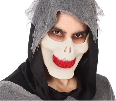 Obrázok produktu pre Polomaska kostlivca Halloweenska maska červená a biela - jedna veľkosť